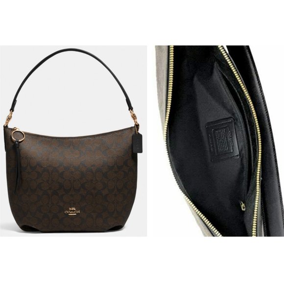 Coach Brown/Black Skylar Monogram Signature Large Canvas Hobo Bag - Picture 3 of 5